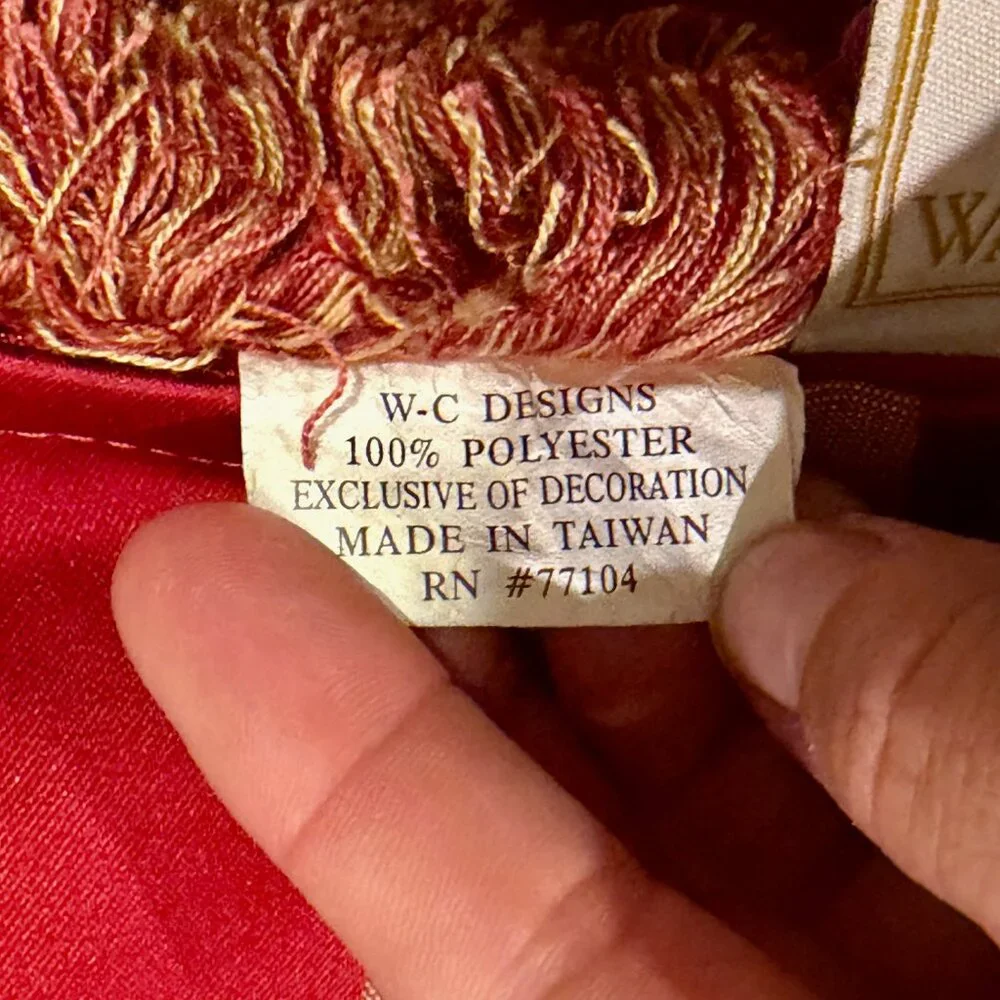 Waterford Charlemont‎ Ruby Red Gold Pillowcase Lot 2 Zip Fringe Trim Luxury Sham